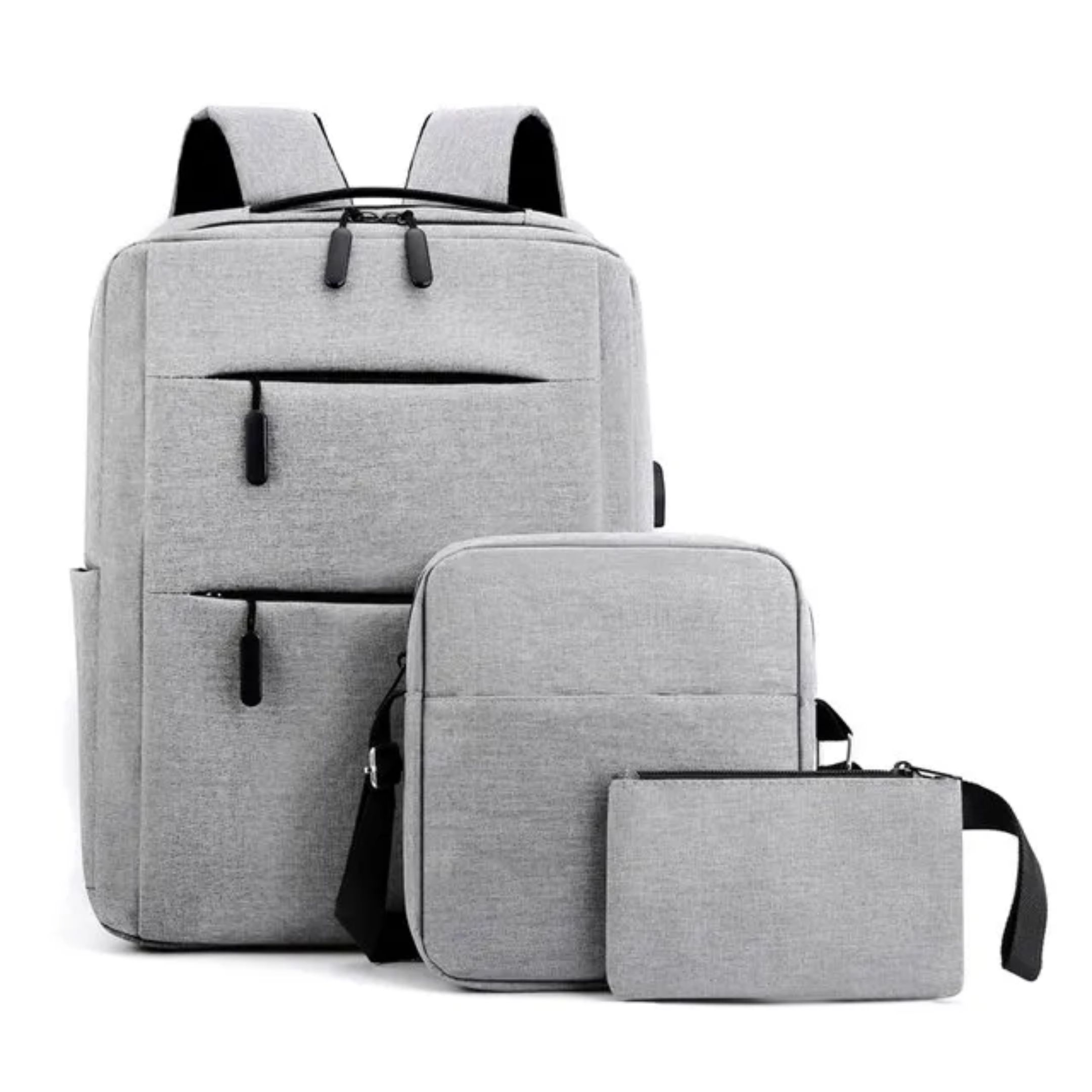 Kit Mochila Antirrobo 3 en 1 para Notebook y Tablet Urbana Impermeable con Bolso y Estuche