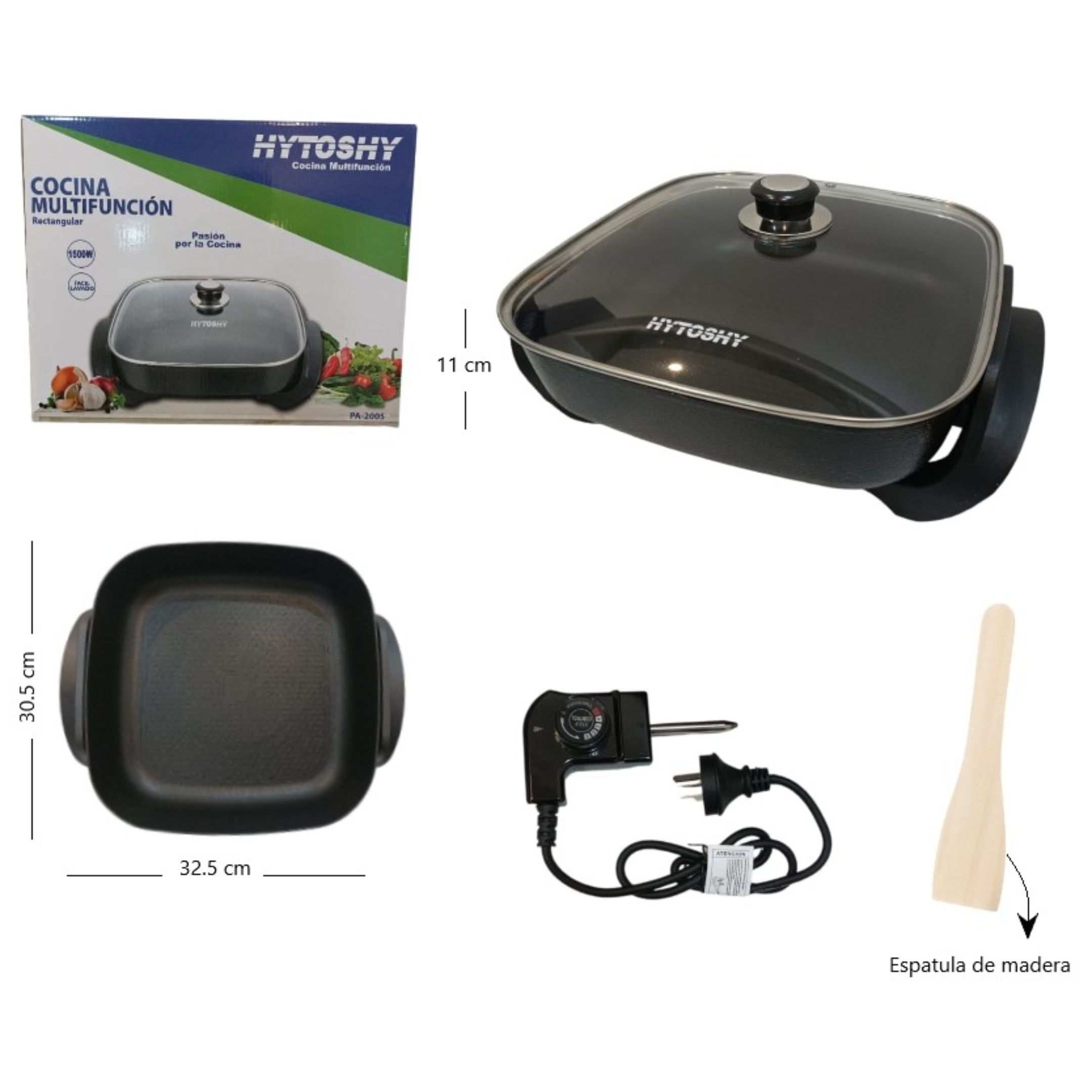 Olla Eléctrica Sartén Multifunción Hytoshy 1500w Cocina Fácil - Imagen 3