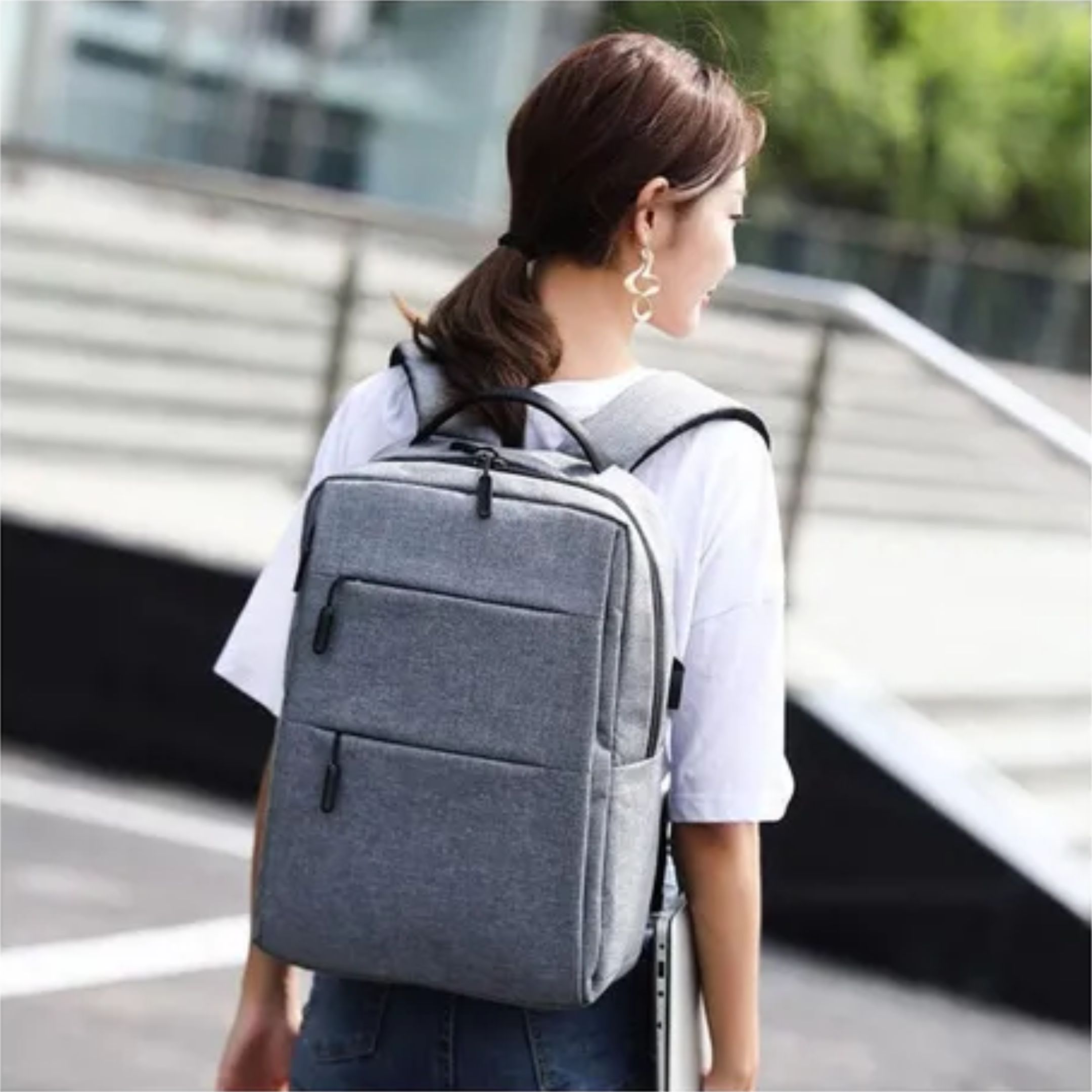 Kit Mochila Antirrobo 3 en 1 para Notebook y Tablet Urbana Impermeable con Bolso y Estuche - Imagen 2