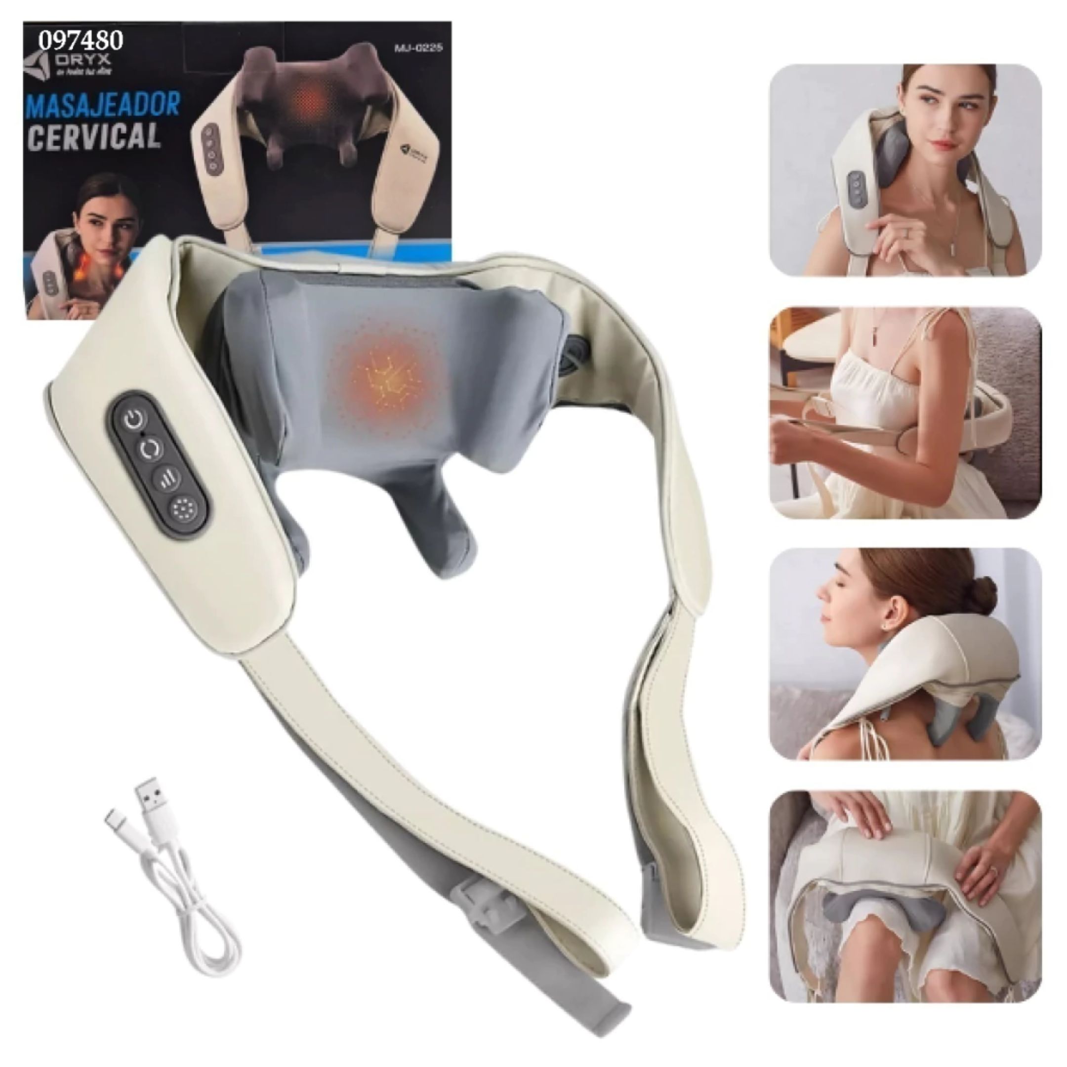 Masajeador Cervical ORYX MJ-0225 con Calor Infrarrojo y 6 Cabezales Bidireccionales