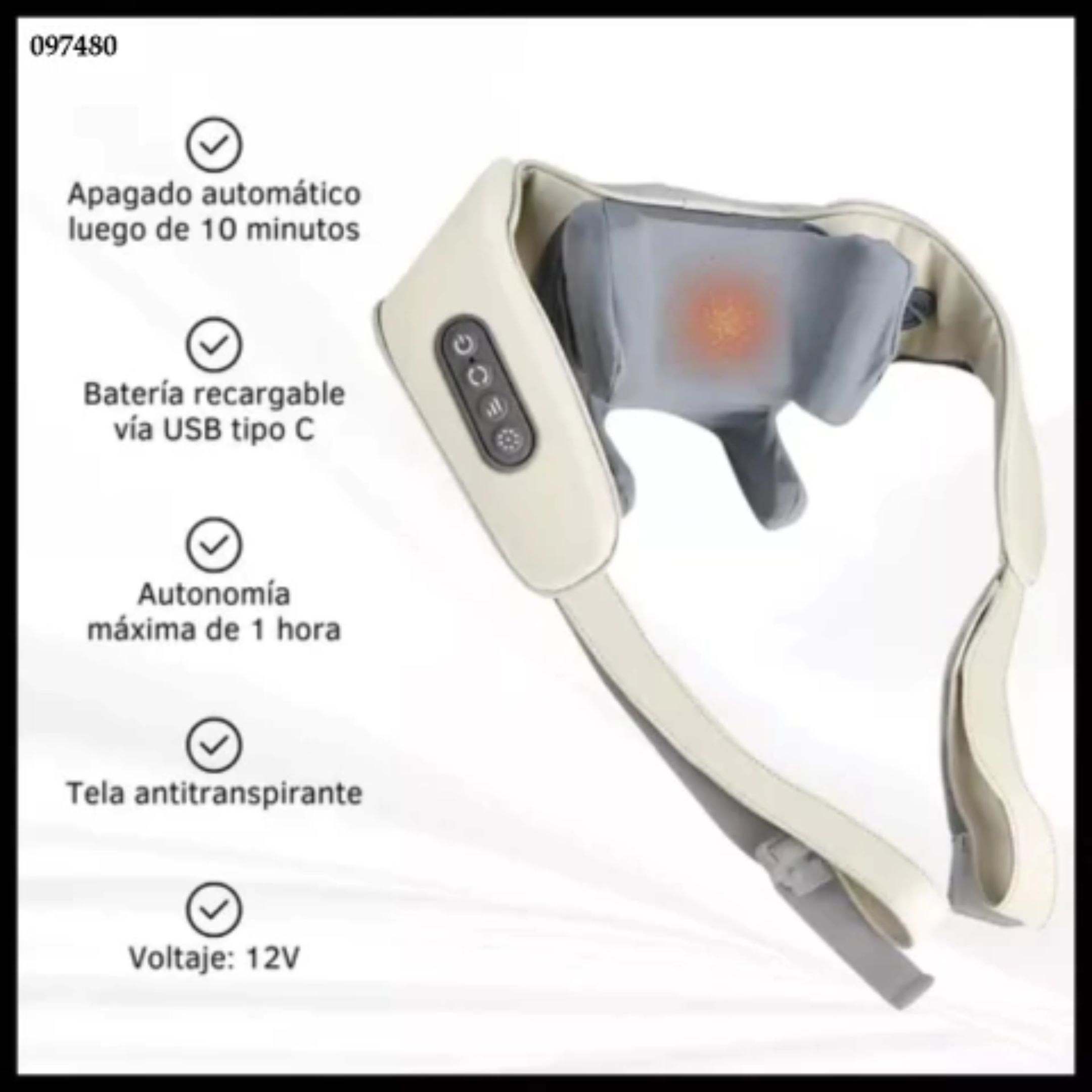 Masajeador Cervical ORYX MJ-0225 con Calor Infrarrojo y 6 Cabezales Bidireccionales - Imagen 5