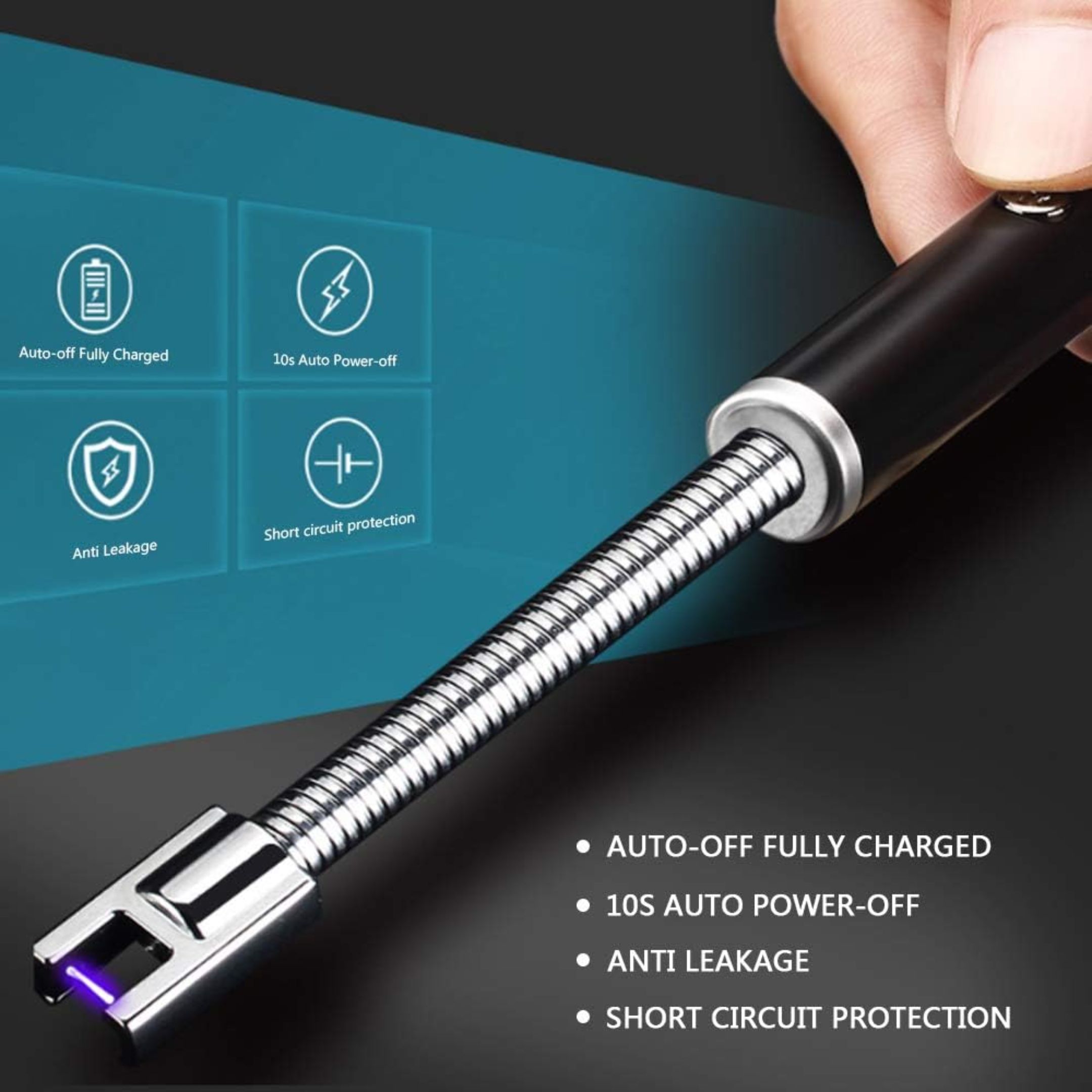 Encendedor Eléctrico ARC BBQ Recargable Flexible 360° USB Antiviento - Imagen 3